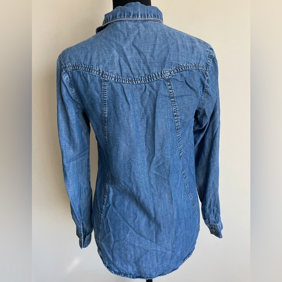 Anthropologie Cloth & Stone Sz XS Chambray Button Down Long Sleeve Shirt Tencel - Picture 5 of 13